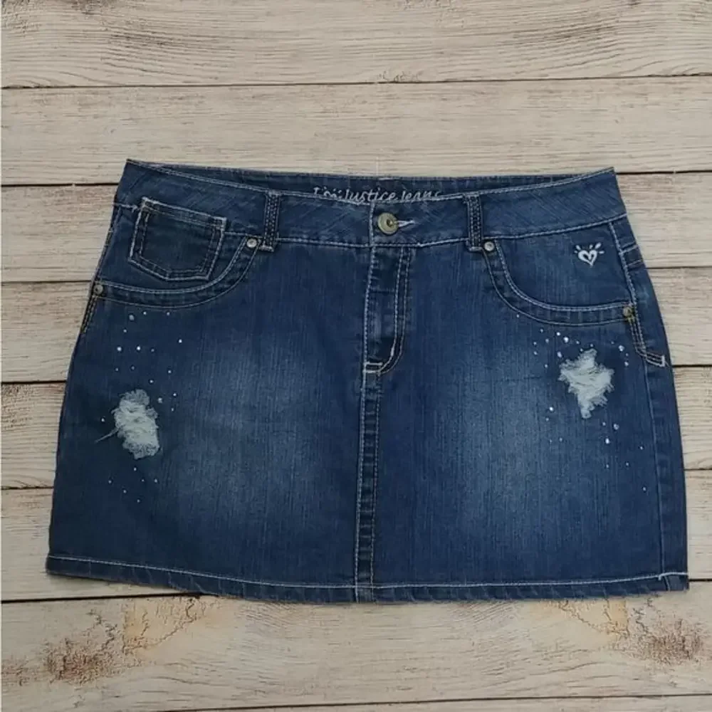 Justice Rhinestone Jean Skirt Skort 16 1/2
